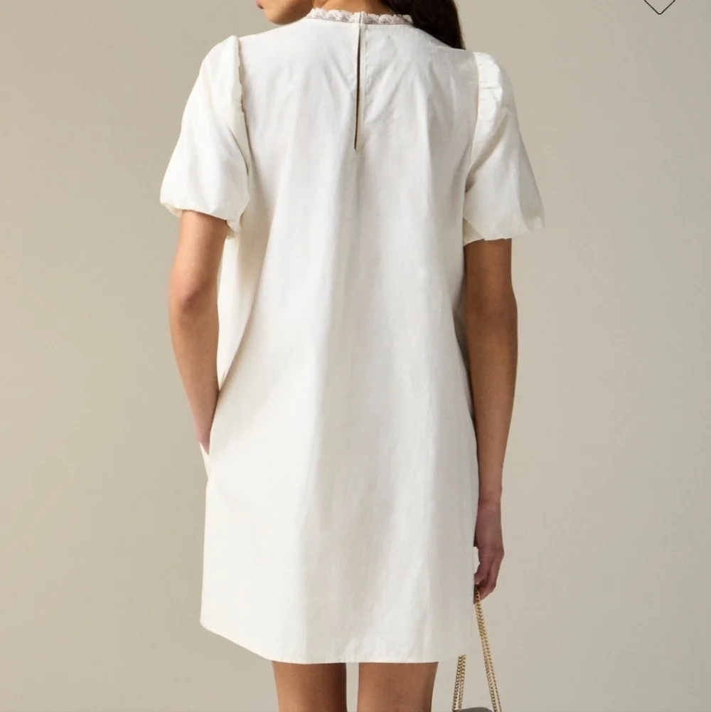 J Crew Lace Trim Pintuck Dress CJ496 Ivory NWT Romantic